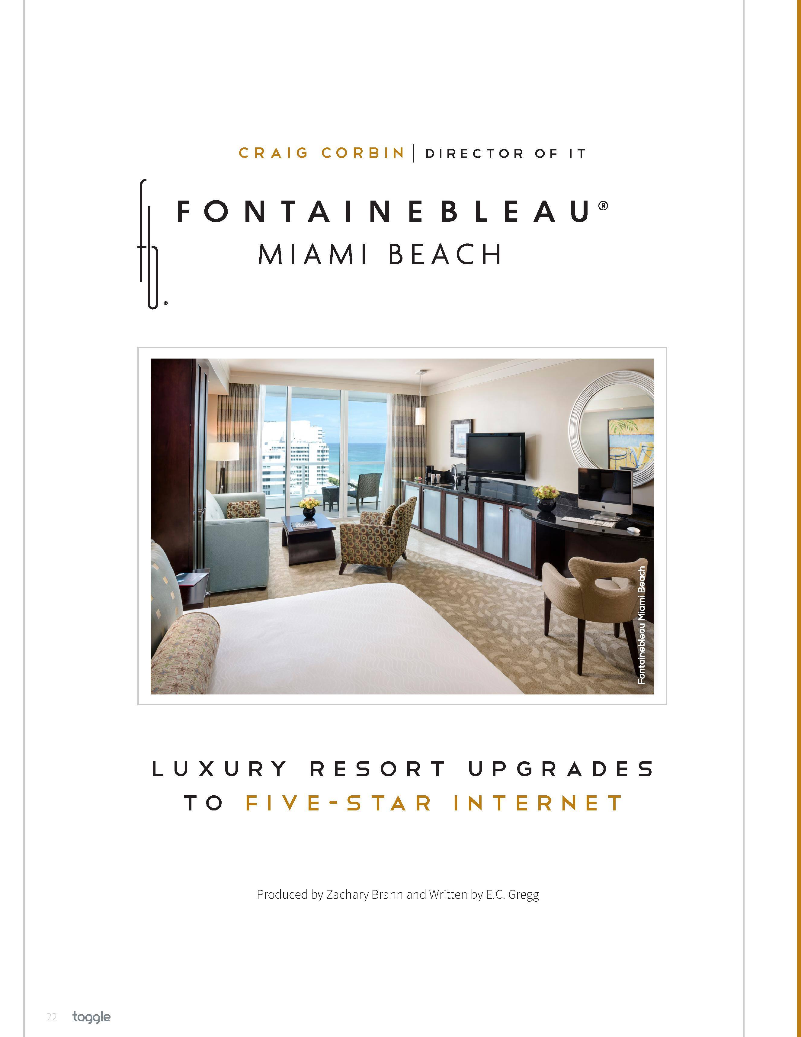 Toggle Magazine Highlights Fontainebleau and Hotwire Communications Partnership